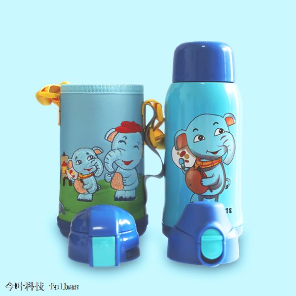 FOLHAS 儿童保温水壶 600ml,316医用级不锈钢内胆,三盖,送油画棒